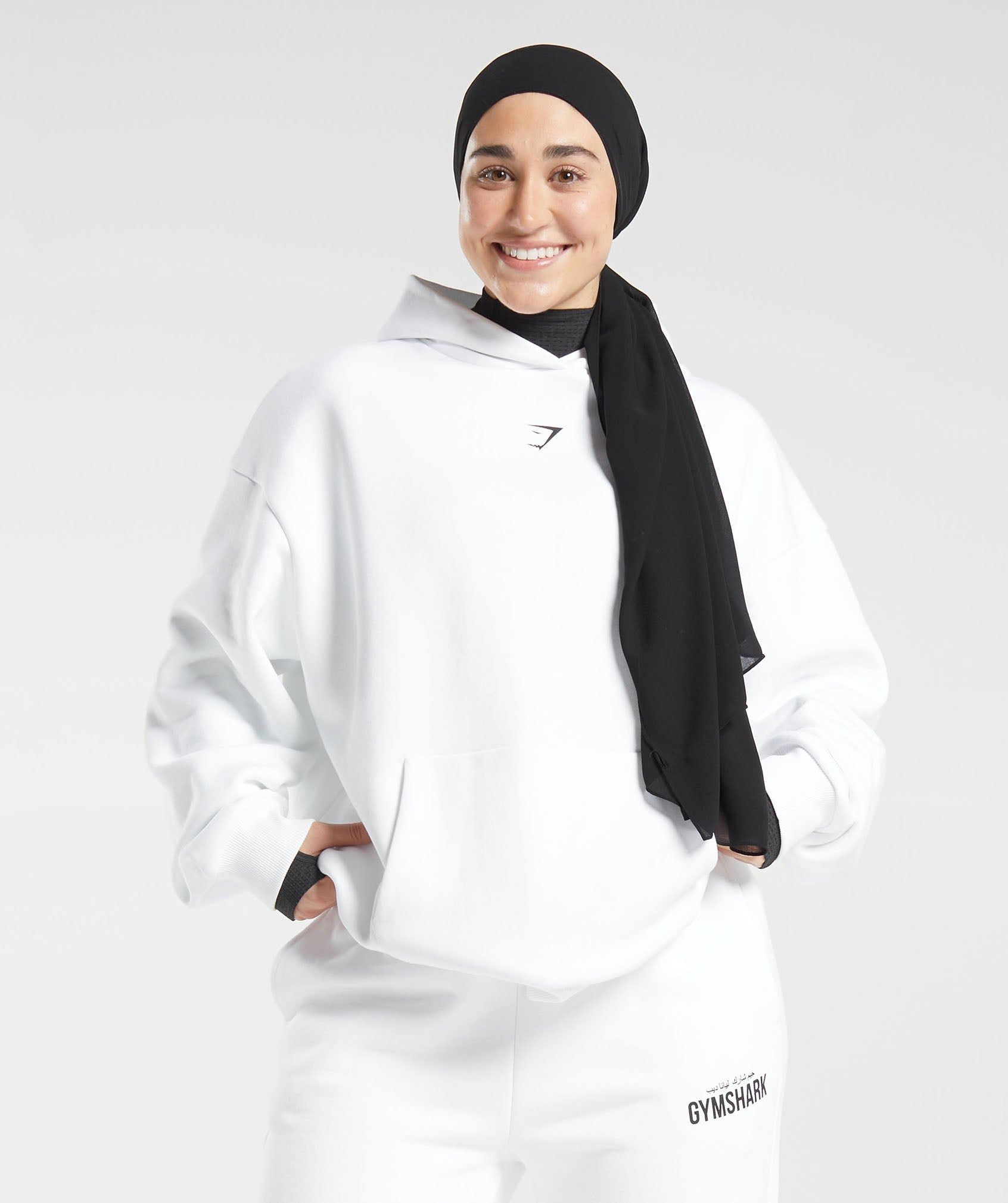 Gymshark Leana Deeb Oversized Hoodie - White sold by Gymshark product image thumbnail 5