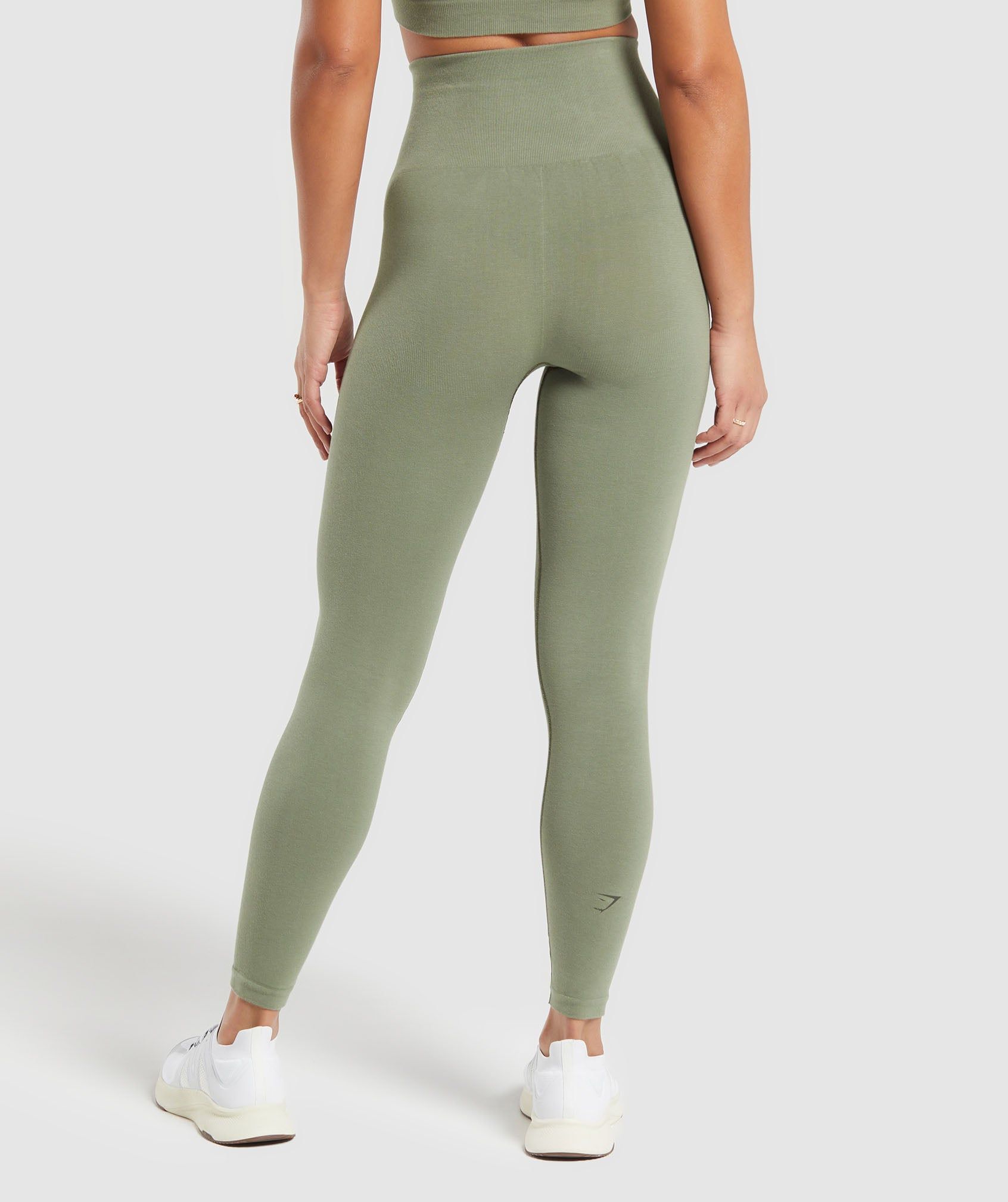 Gymshark Ribbed Cotton Seamless Leggings - Base Green sold by Gymshark product image thumbnail 2