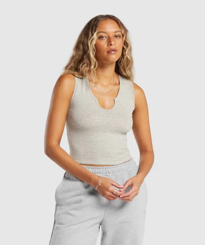 Gymshark Rib Tank - Stone Grey Marl sold by Gymshark