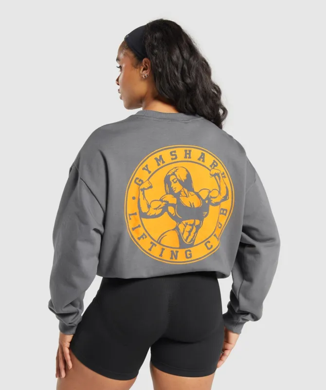 Gymshark Strong Girl Lifting Club Oversized Graphic Crew - Pitch Grey sold by Gymshark