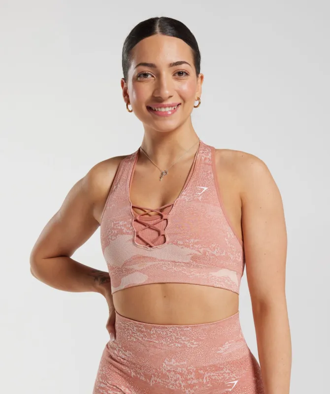Gymshark Adapt Camo Seamless Sports Bra - Misty Pink-Hazy Pink sold by Gymshark