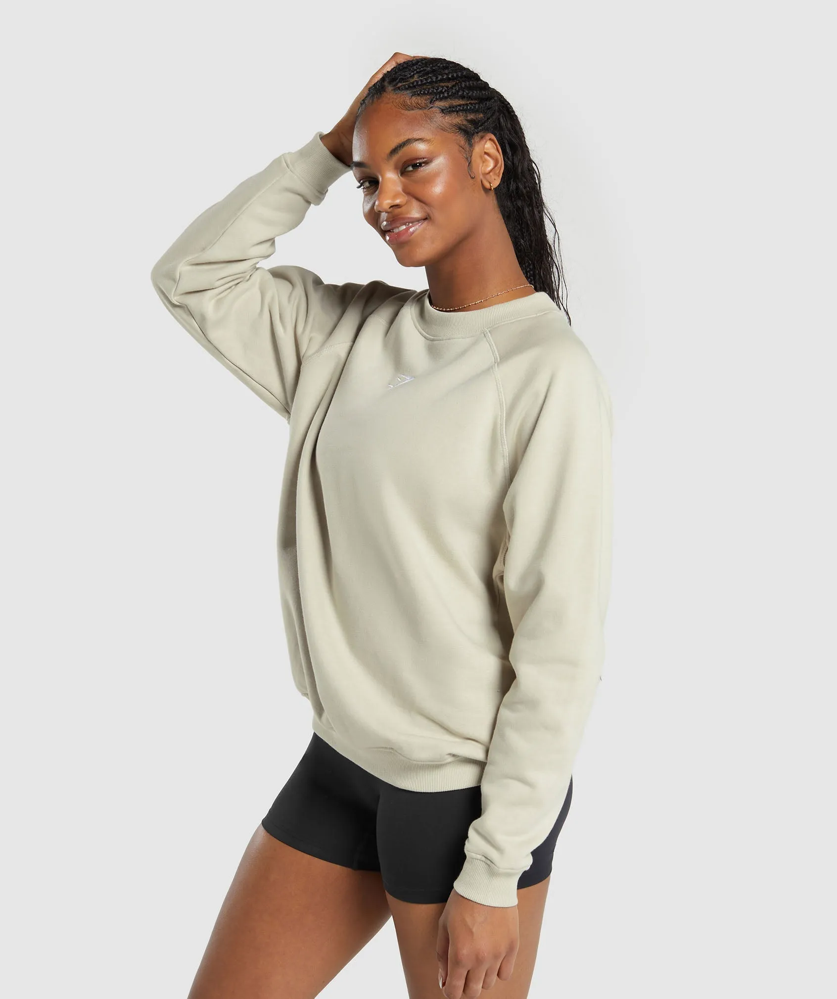 Gymshark Training Oversized Fleece Sweatshirt - Pebble Grey sold by Gymshark product image thumbnail 3