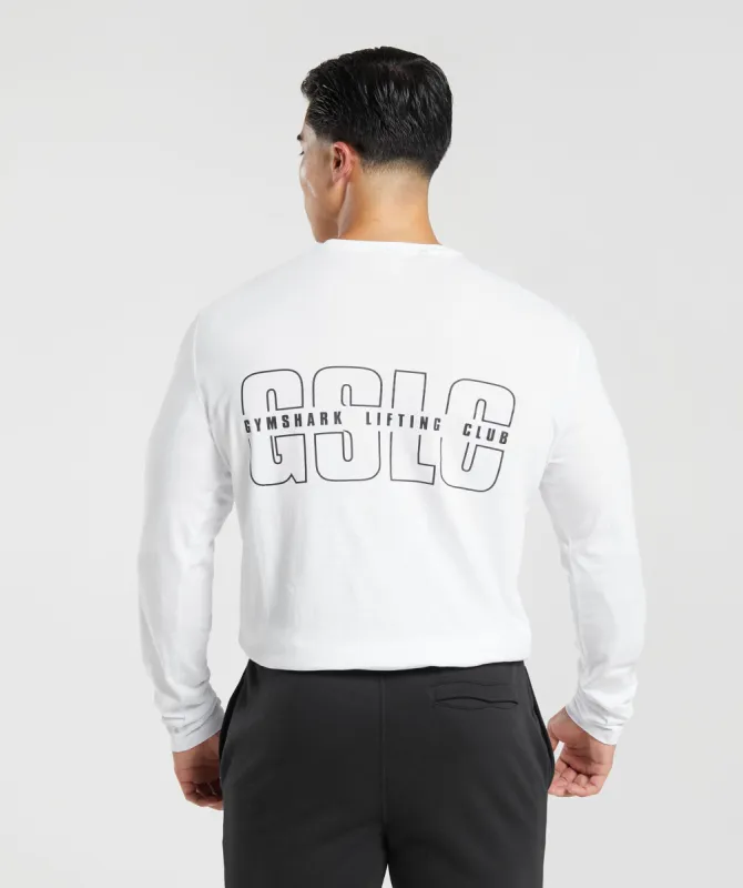 Gymshark Lifting Club Long Sleeve T-Shirt - White sold by Gymshark
