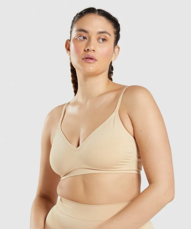Gymshark Seamless Low Neck Bralette - Fawn Light Brown sold by Gymshark