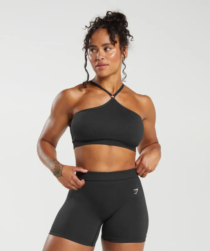 Gymshark Adapt Fleck Seamless Halterneck Bralette - Black/Smokey Grey sold by Gymshark