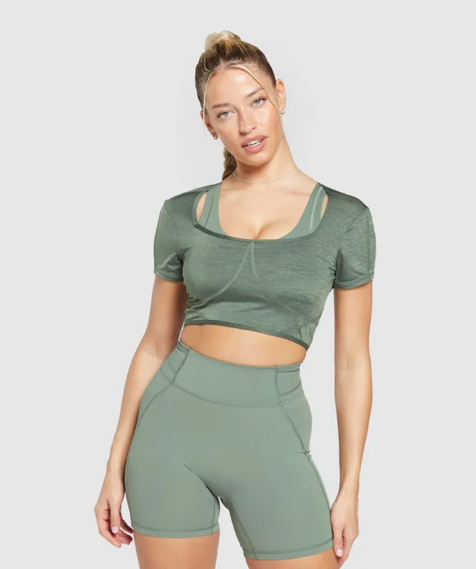 Gymshark Stitch Feature Crop Top - Unit Green sold by Gymshark