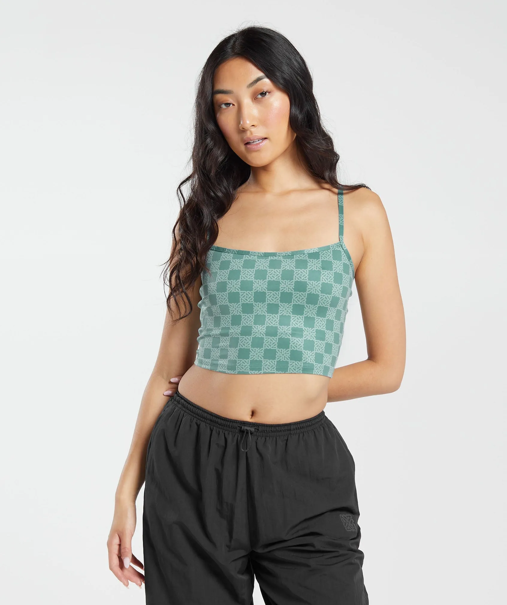 Gymshark Monogram Crop Cami Tank - Frost Teal sold by Gymshark