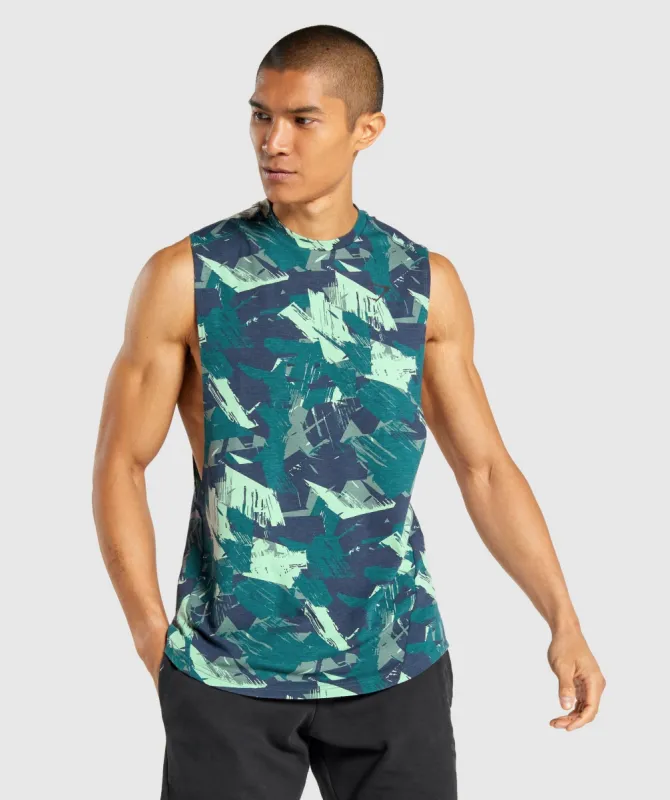 Gymshark Bold Drop Arm Tank - Green Print sold by Gymshark
