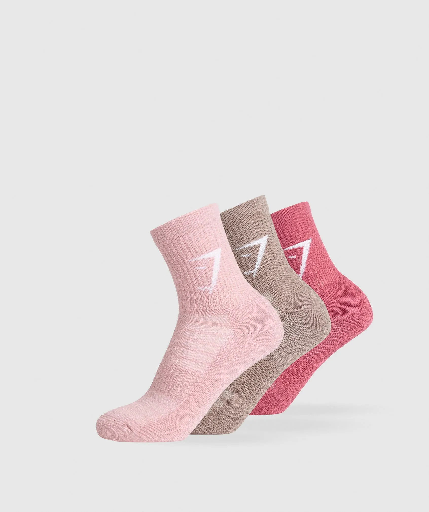 Gymshark Midi 3pk Socks - Vintage Pink/Light Pink/Mocha Mauve sold by Gymshark