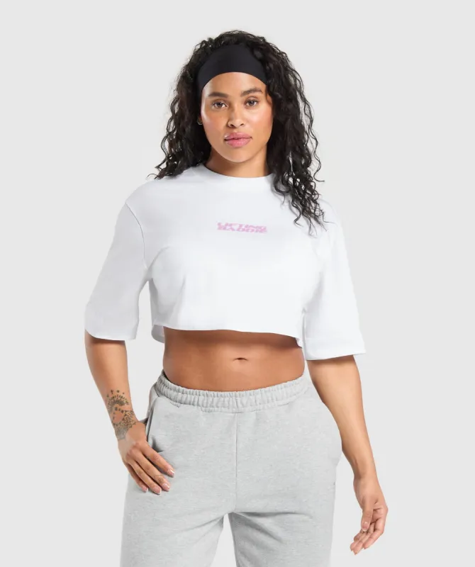Gymshark Lifting Baddie Boxy Crop Top - White sold by Gymshark