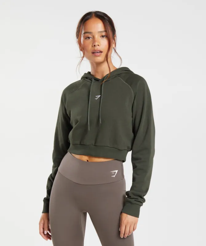 Gymshark Training Crop Hoodie - Deep Olive Green sold by Gymshark