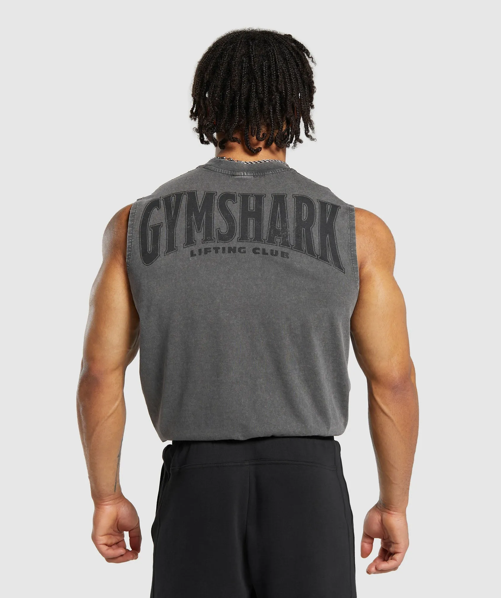 Gymshark Heritage Washed Cut Off T-Shirt - Onyx Grey sold by Gymshark
