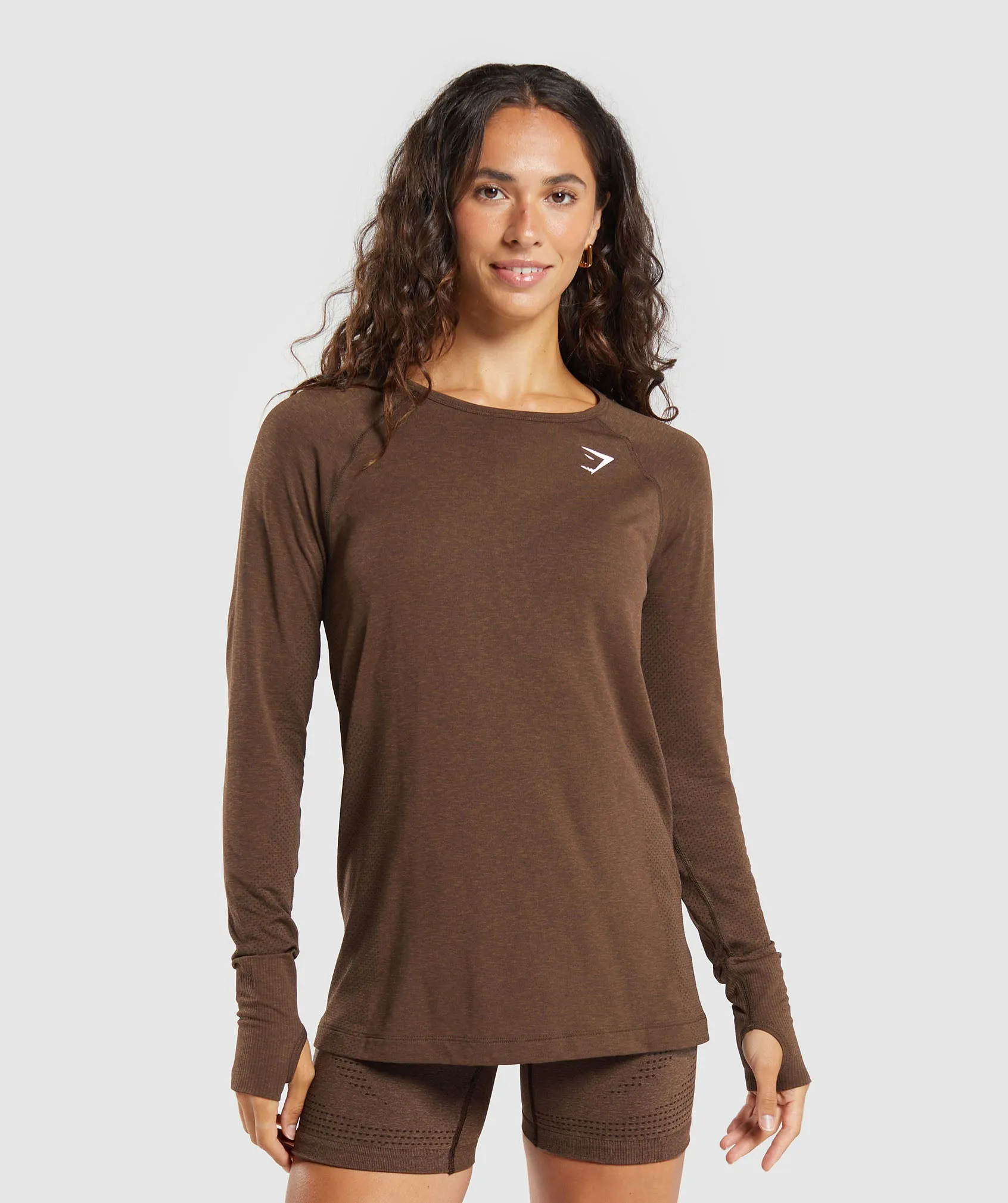 Gymshark Vital Light Long Sleeve Top - Espresso Marl sold by Gymshark