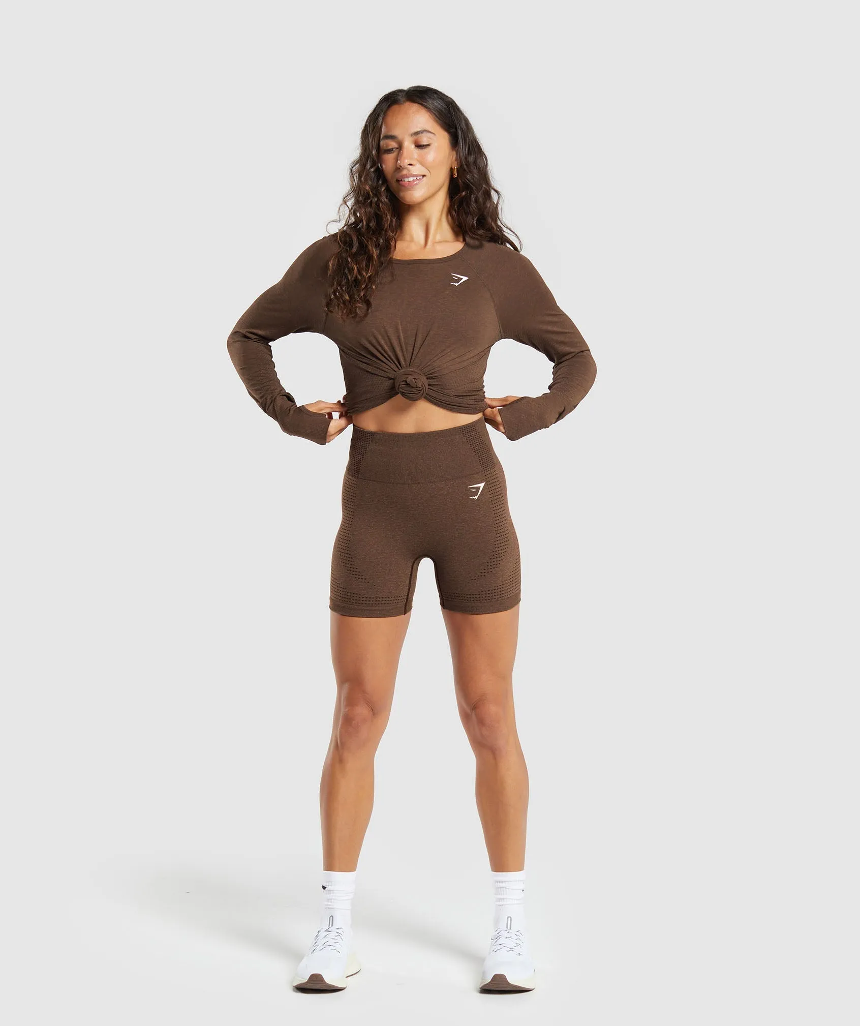 Gymshark Vital Light Long Sleeve Top - Espresso Marl sold by Gymshark product image thumbnail 4