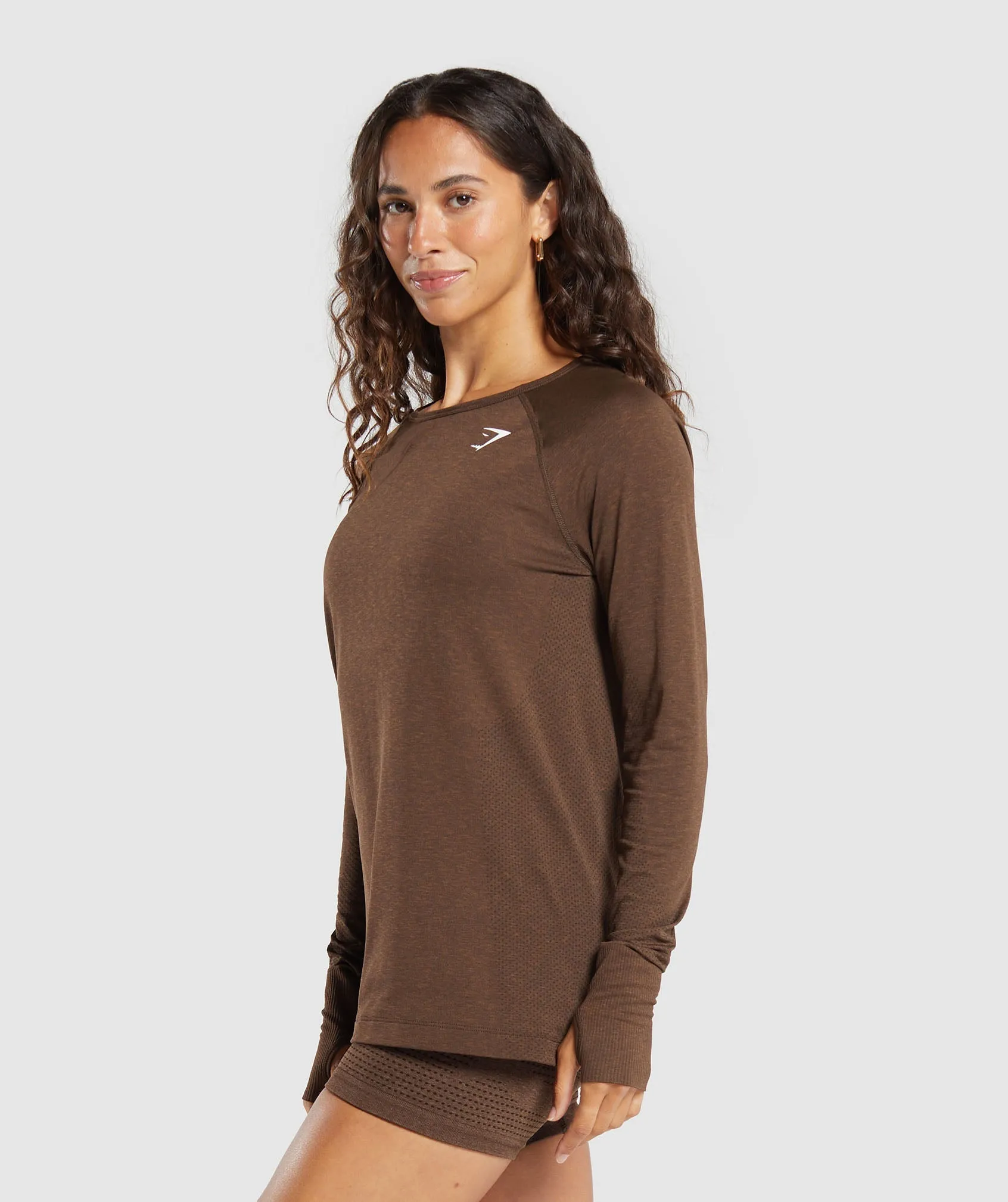 Gymshark Vital Light Long Sleeve Top - Espresso Marl sold by Gymshark product image thumbnail 3