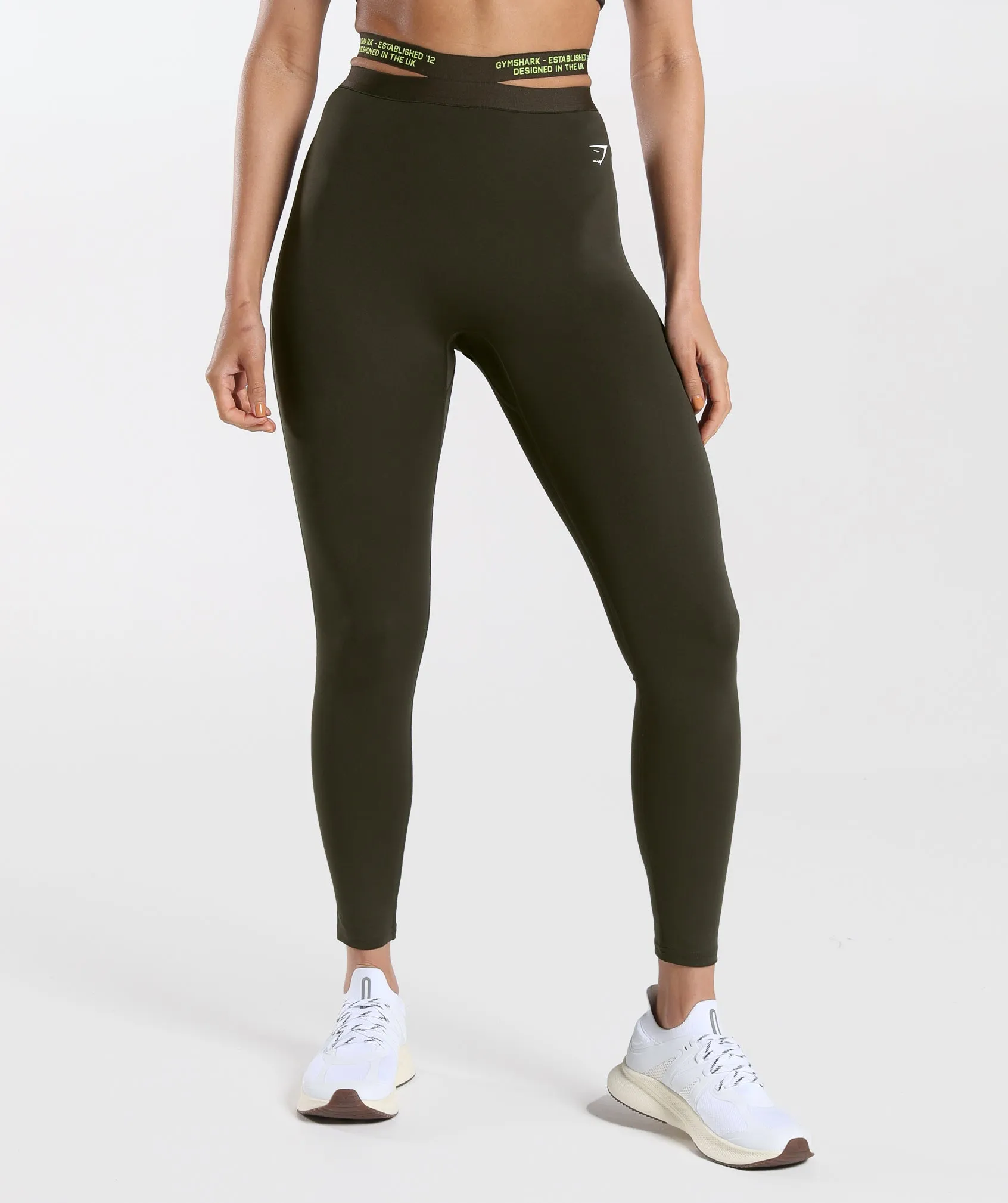 Gymshark Strappy Waistband Leggings - Deep Olive Green sold by Gymshark