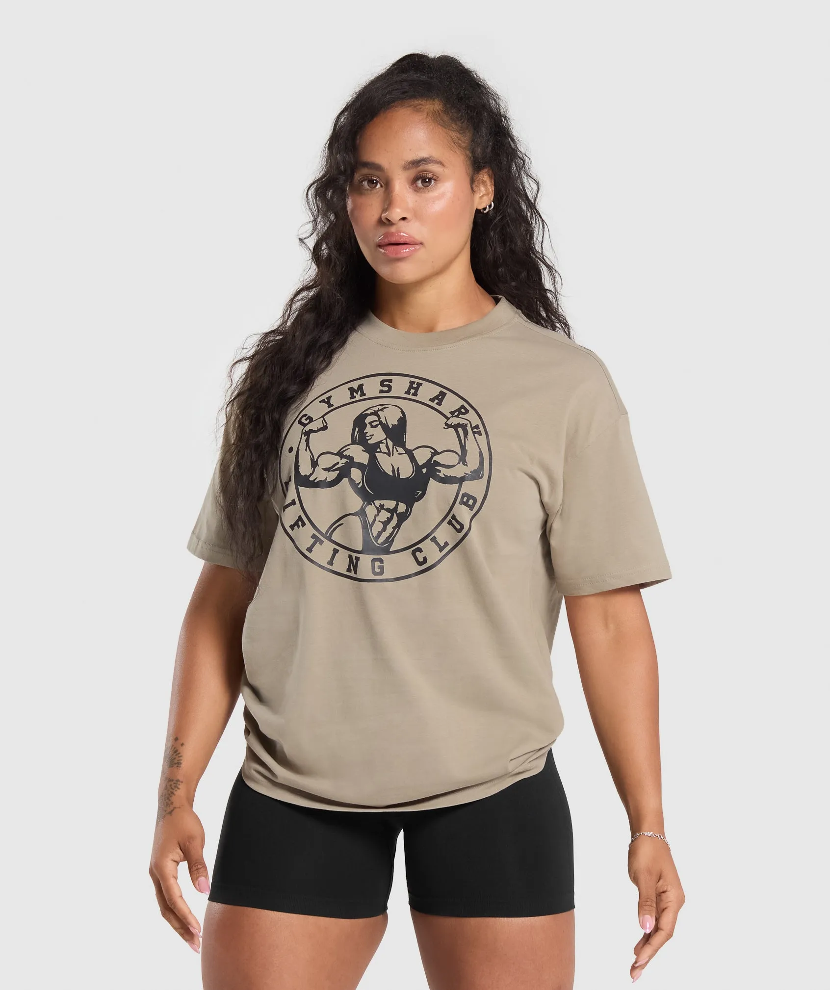 Gymshark Strong Girl Lifting Club Graphic T-Shirt - Sand Brown sold by Gymshark