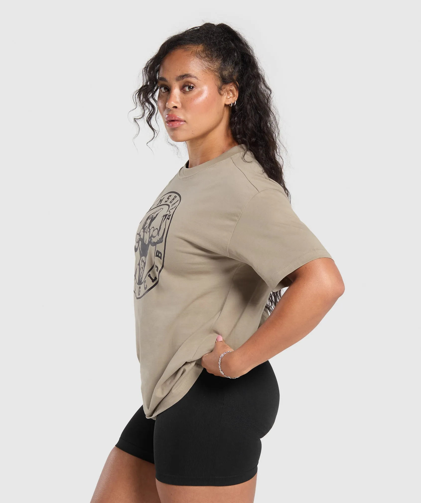 Gymshark Strong Girl Lifting Club Graphic T-Shirt - Sand Brown sold by Gymshark product image thumbnail 3