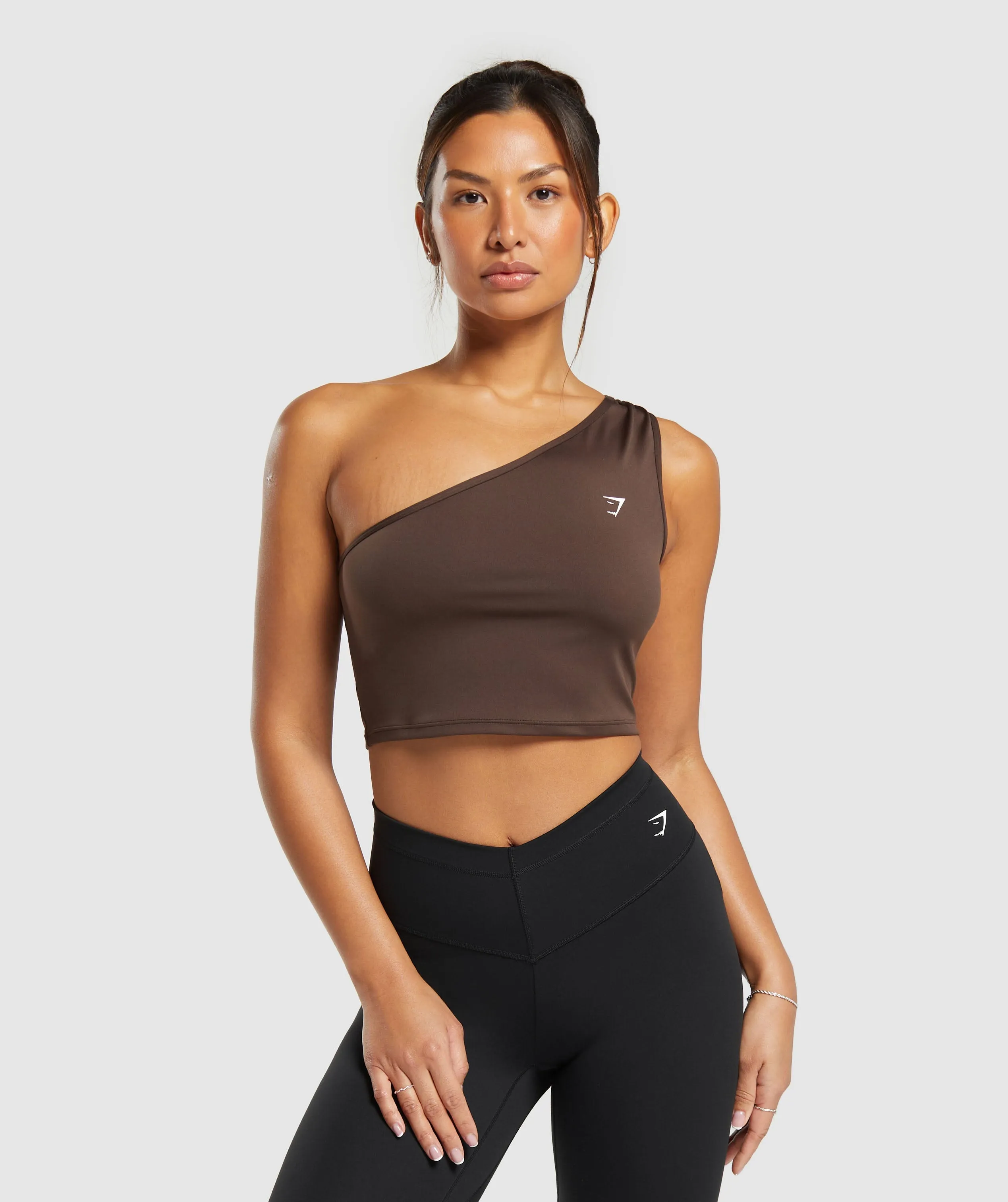 Gymshark Everyday One Shoulder Ruched Tank - Archive Brown sold by Gymshark