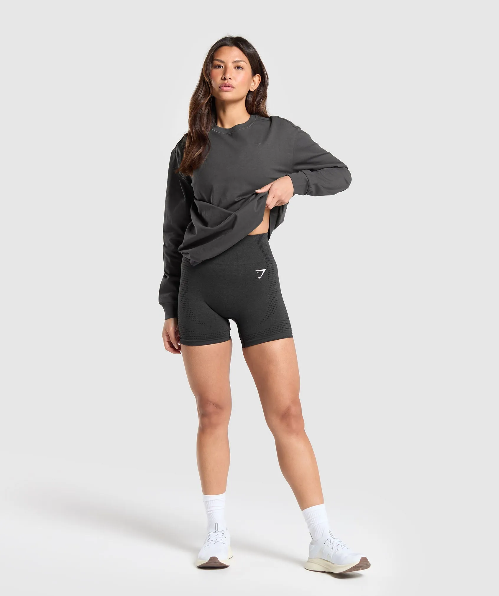 Gymshark Cotton Oversized Long Sleeve Top - Onyx Grey sold by Gymshark product image thumbnail 4