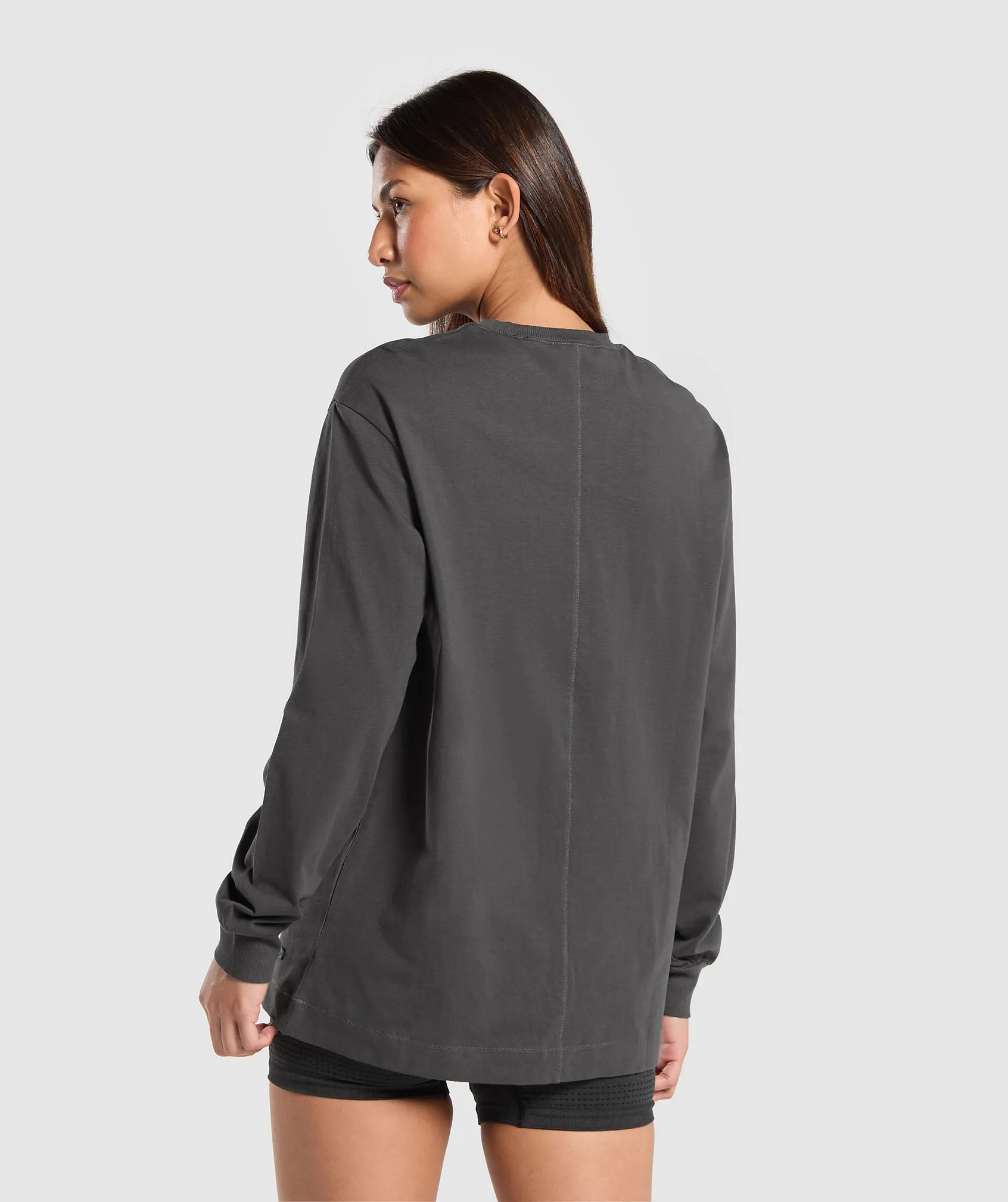 Gymshark Cotton Oversized Long Sleeve Top - Onyx Grey sold by Gymshark product image thumbnail 2