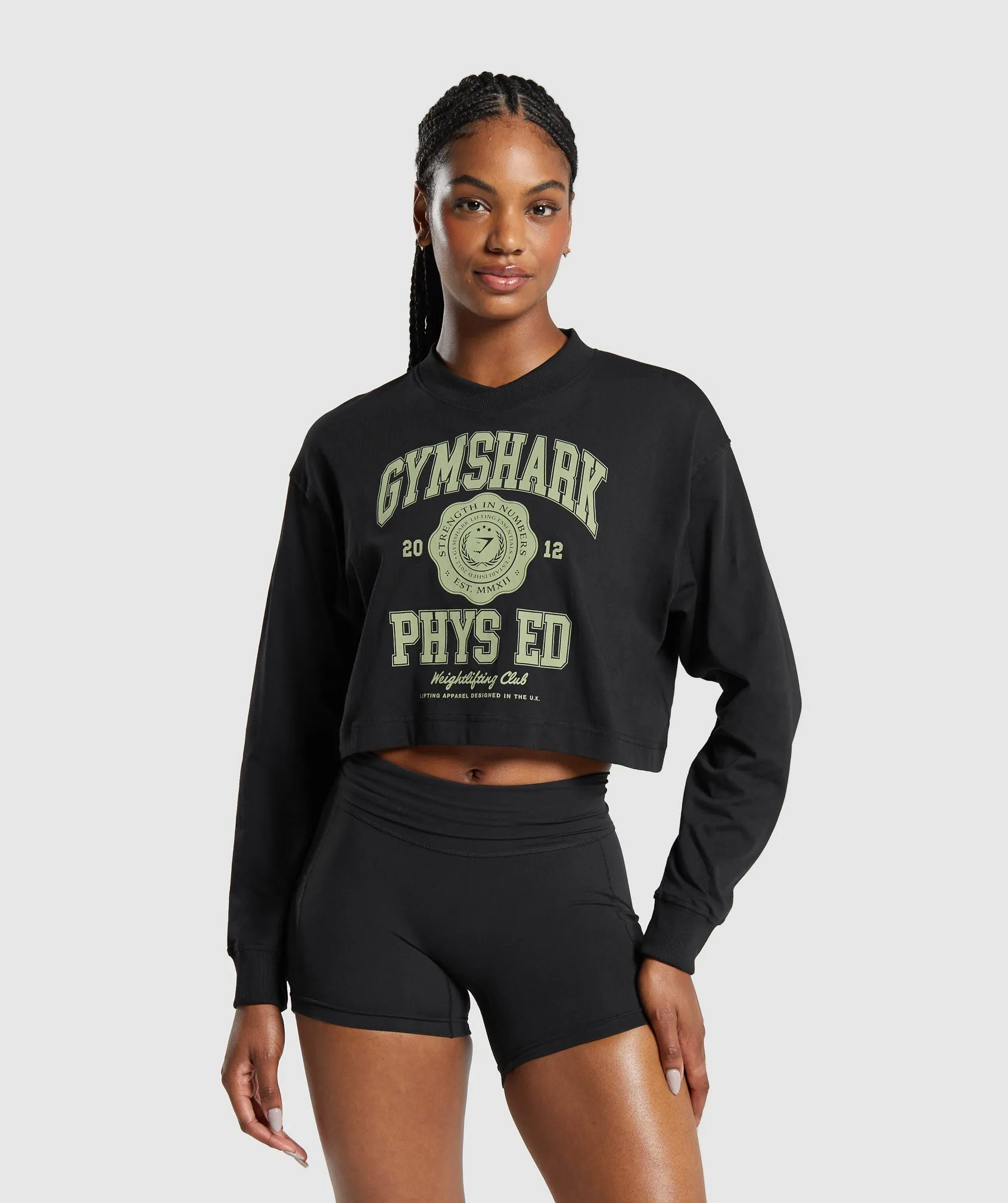 Gymshark Phys Ed Graphic Long Sleeve T-Shirt - Black sold by Gymshark