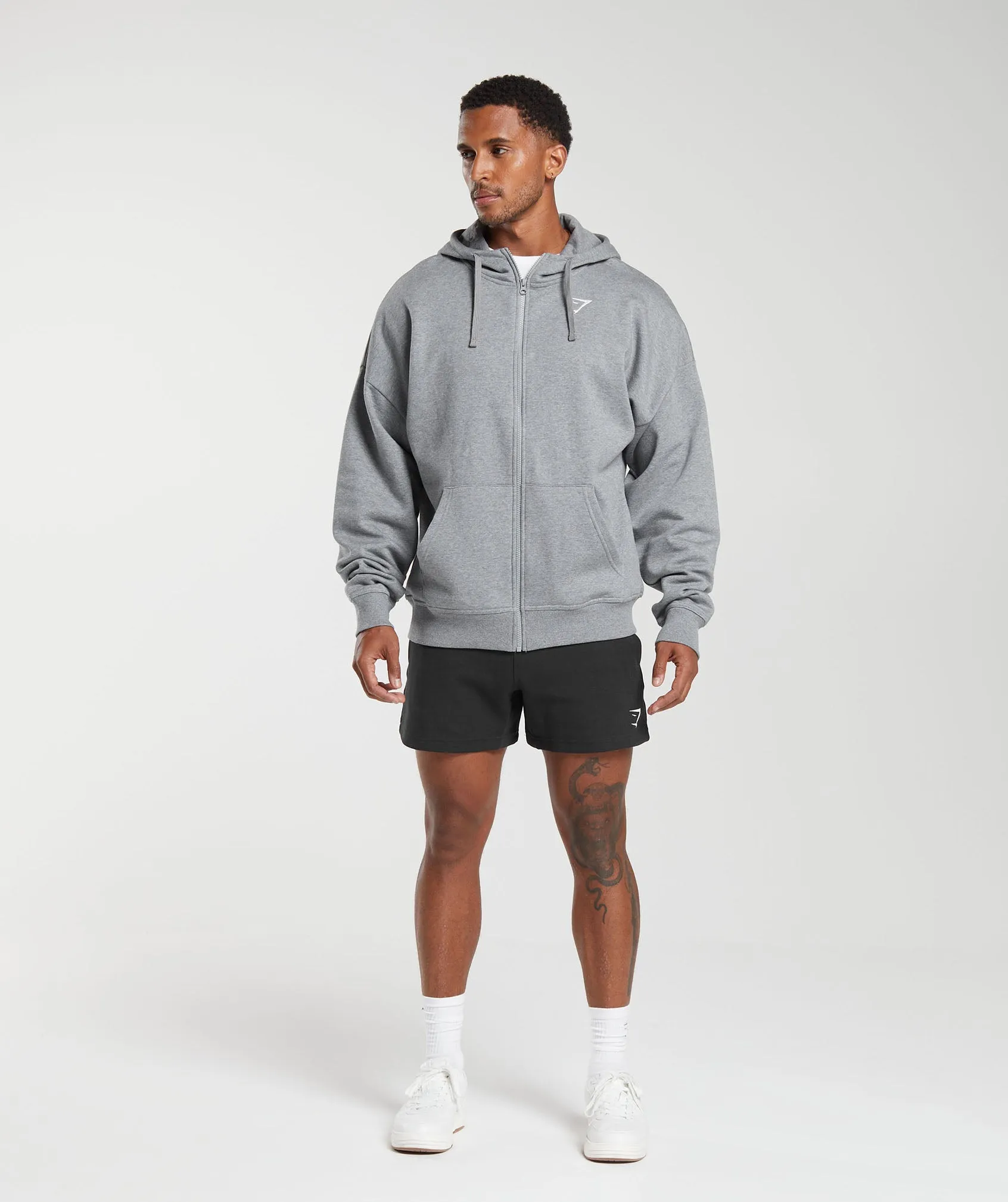 Gymshark Crest Oversized Zip Up Hoodie - Charcoal Grey Marl sold by Gymshark product image thumbnail 4