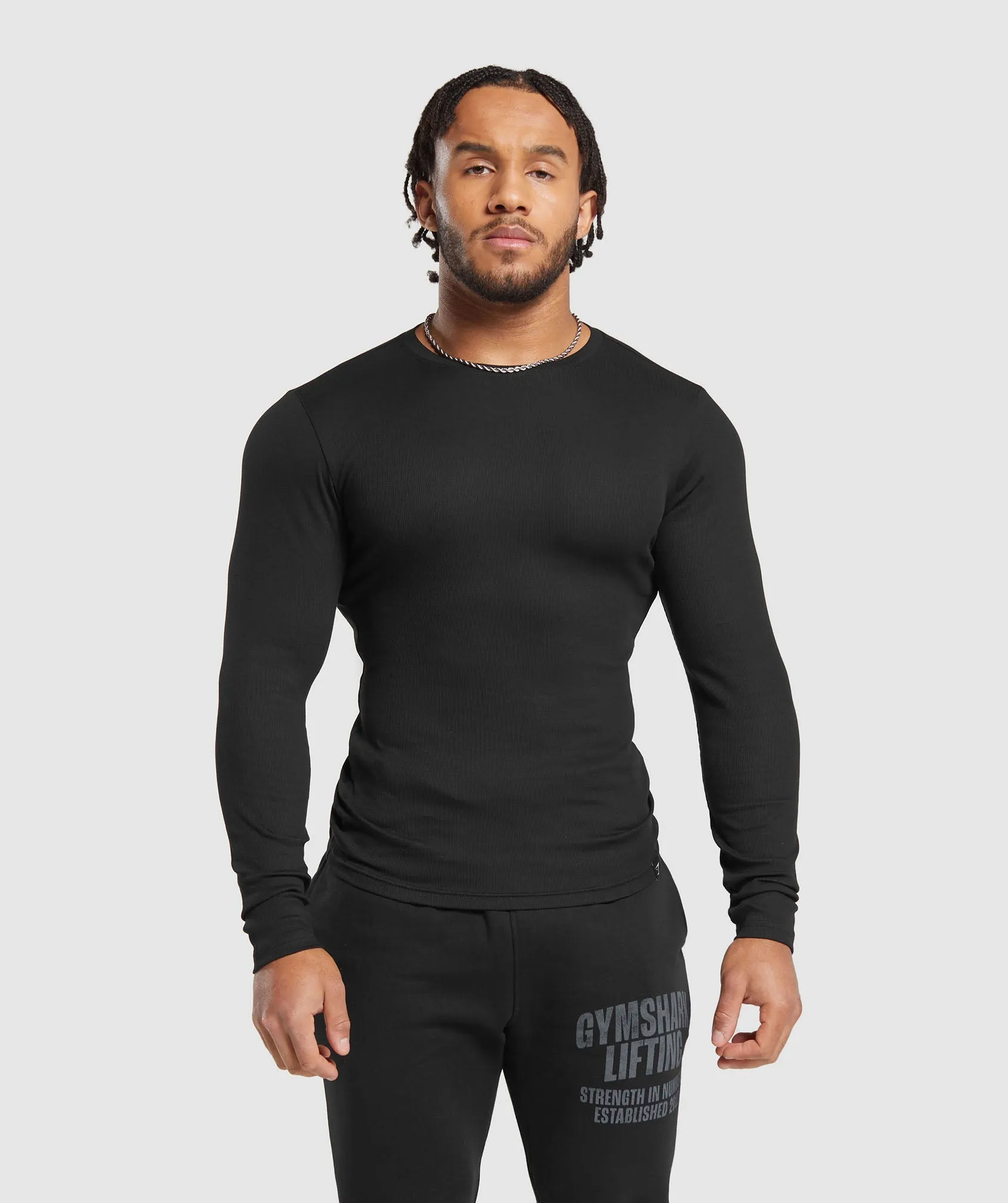 Gymshark Ribbed Long Sleeve T-Shirt - Black sold by Gymshark