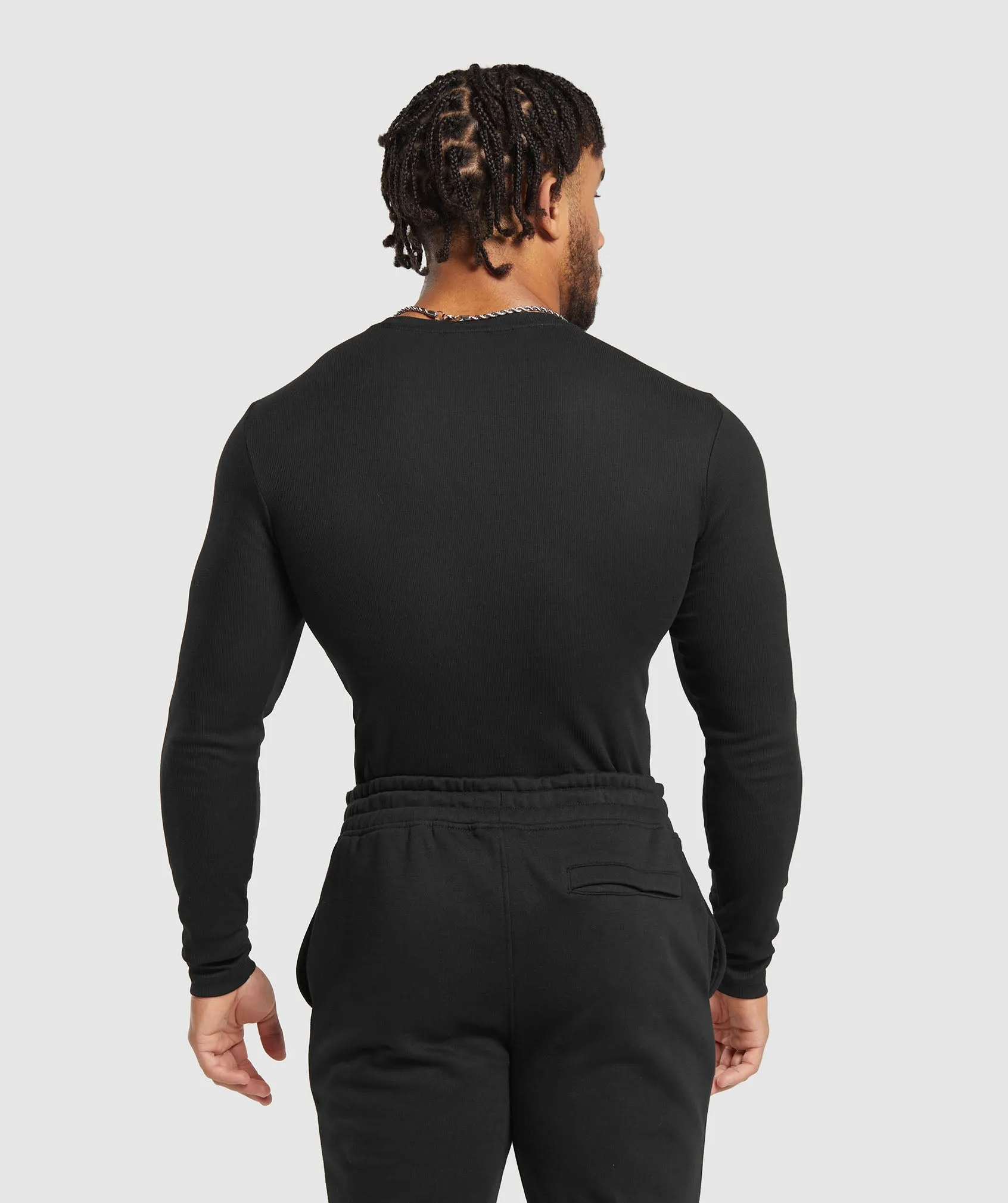 Gymshark Ribbed Long Sleeve T-Shirt - Black sold by Gymshark product image thumbnail 2