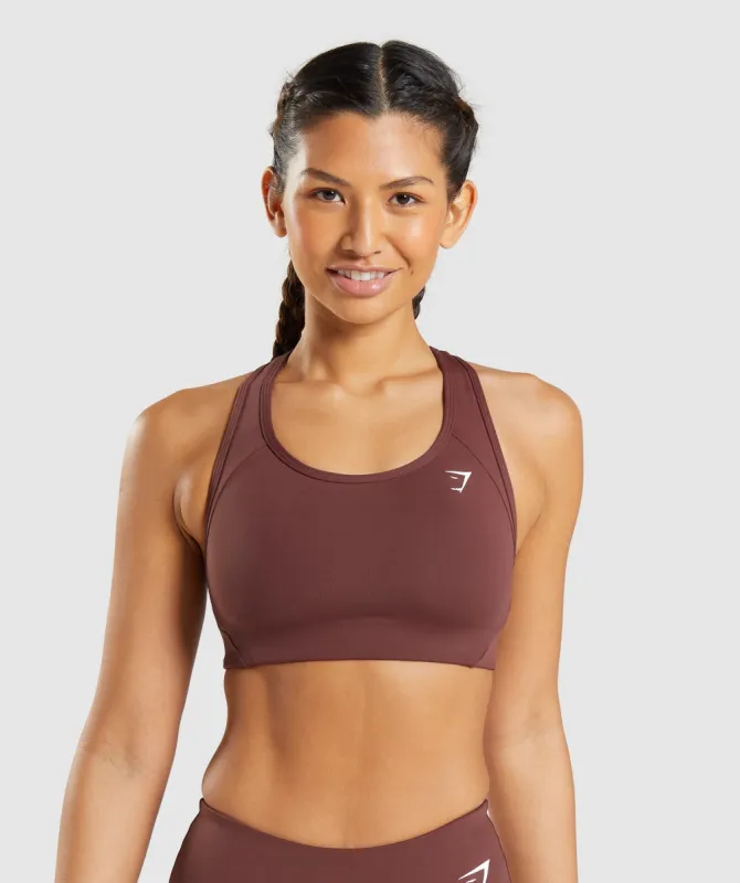 Gymshark Essential Racer Back Sports Bra - Cherry Brown sold by Gymshark