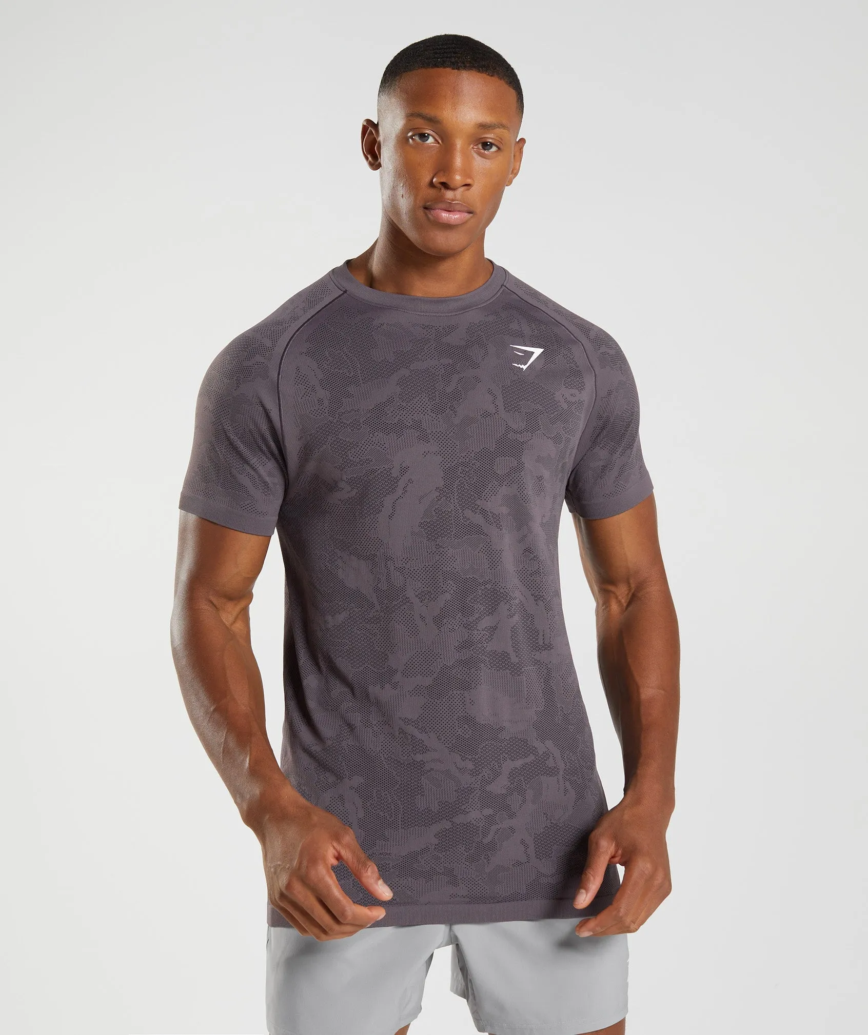 Gymshark Geo Seamless T-Shirt - Musk Lilac/Black sold by Gymshark