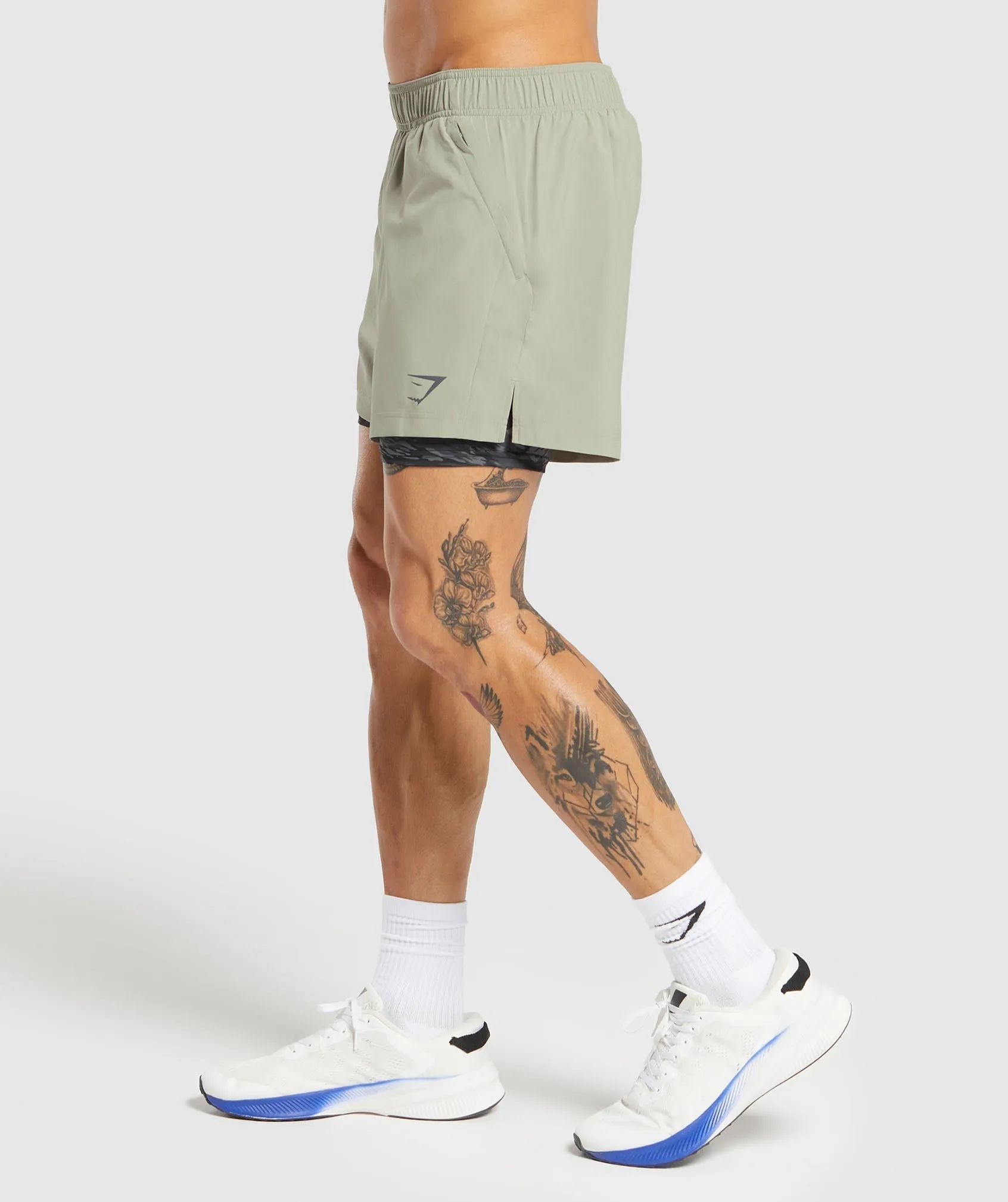 Gymshark Sport 5" 2in1 Shorts - Chalk Green/Asphalt Grey sold by Gymshark product image thumbnail 3