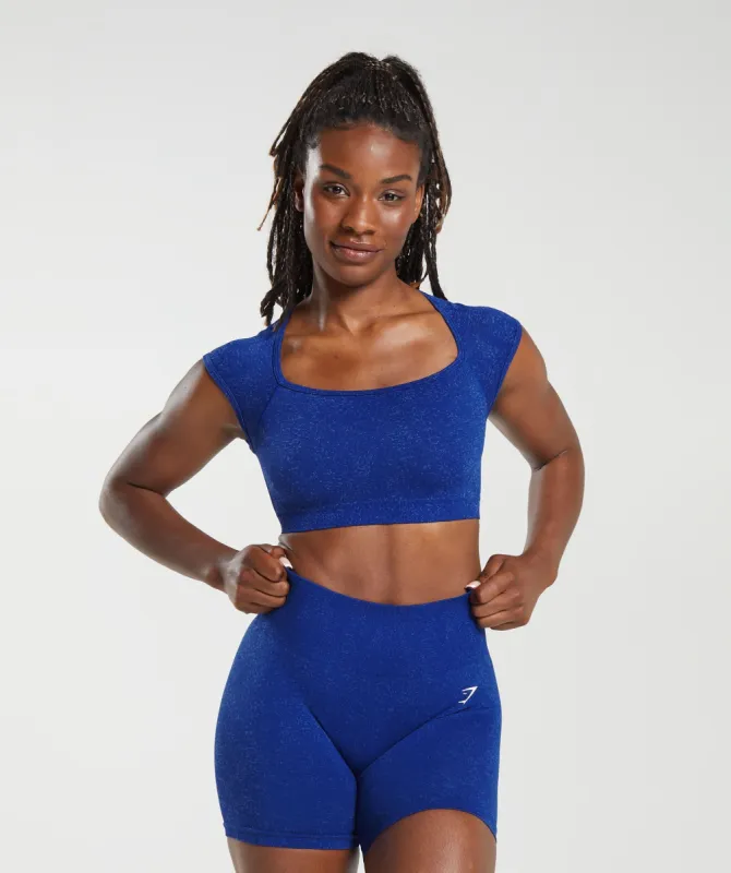 Gymshark Adapt Fleck Seamless Crop Top - Cobalt Blue/Iris Blue sold by Gymshark