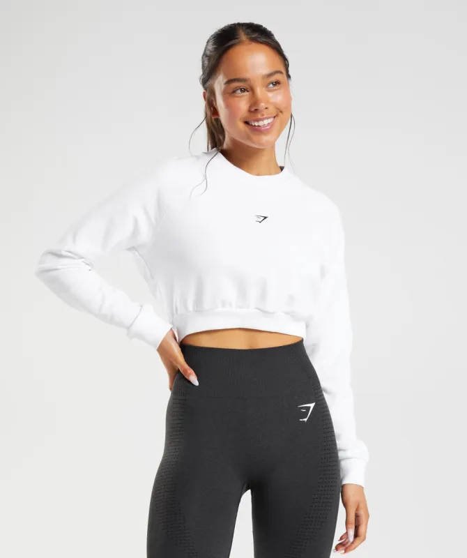 Gymshark Training Cropped Sweater - White sold by Gymshark