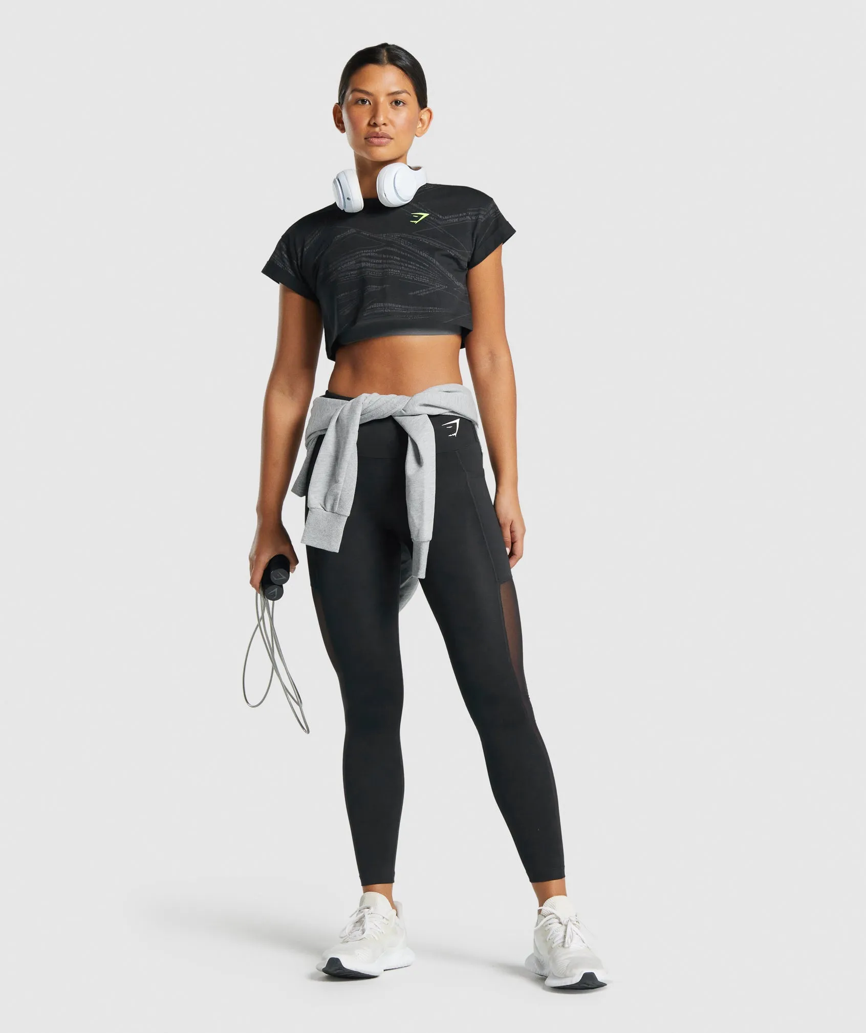 Gymshark Zone Graphic Crop Tee - Black/Grey sold by Gymshark product image thumbnail 4
