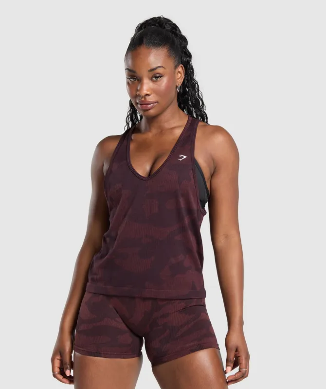 Gymshark Adapt Camo Seamless Tank - Plum Brown/Burgundy Brown sold by Gymshark