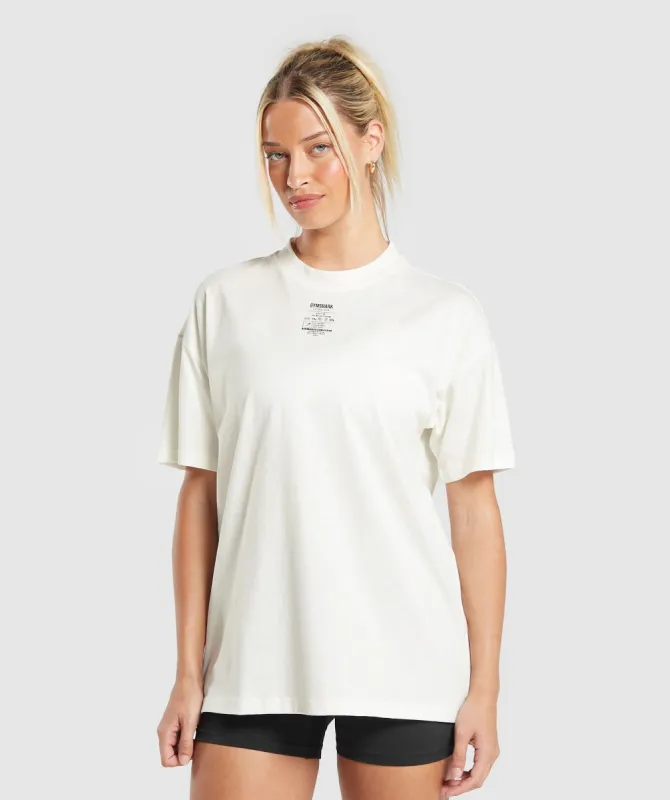 Gymshark Care Label Graphic Oversized T-Shirt - Soft White sold by Gymshark