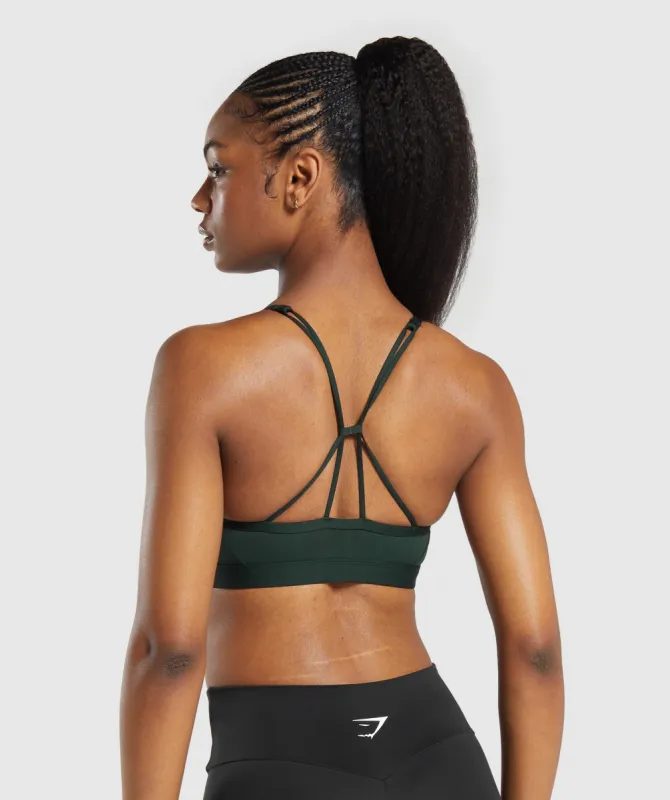 Gymshark Ruched Strappy Sports Bra - Victory Green sold by Gymshark