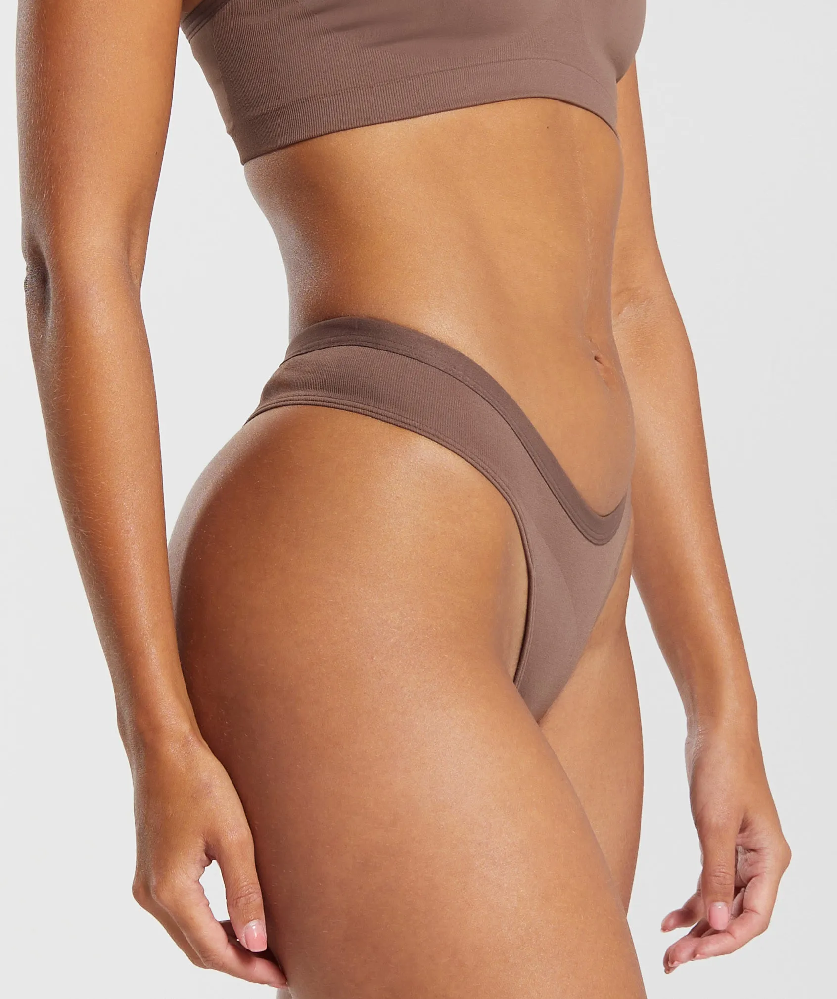 Seamless Dipped Front Thong - Soft Brown sold by Gymshark product image thumbnail 3