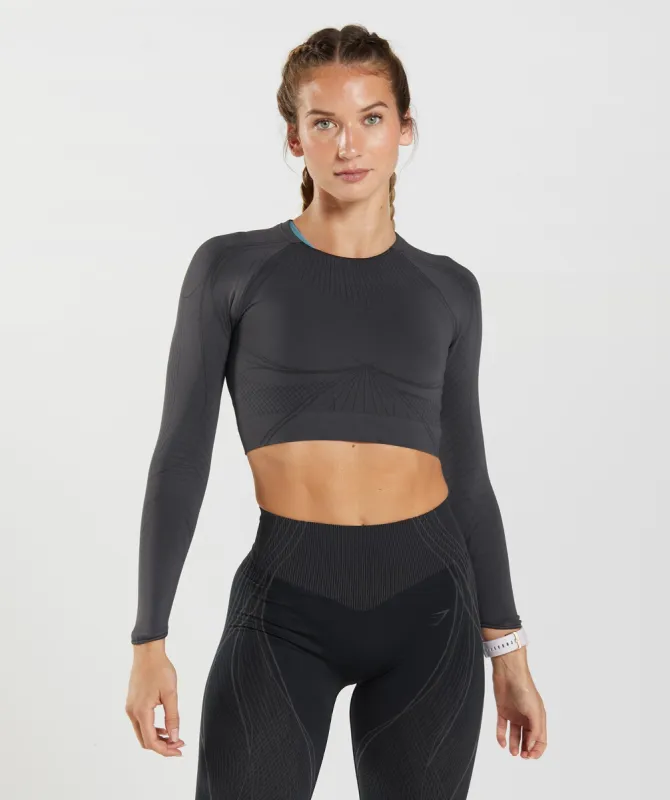 Gymshark Apex Seamless Crop Top - Onyx Grey/Black sold by Gymshark