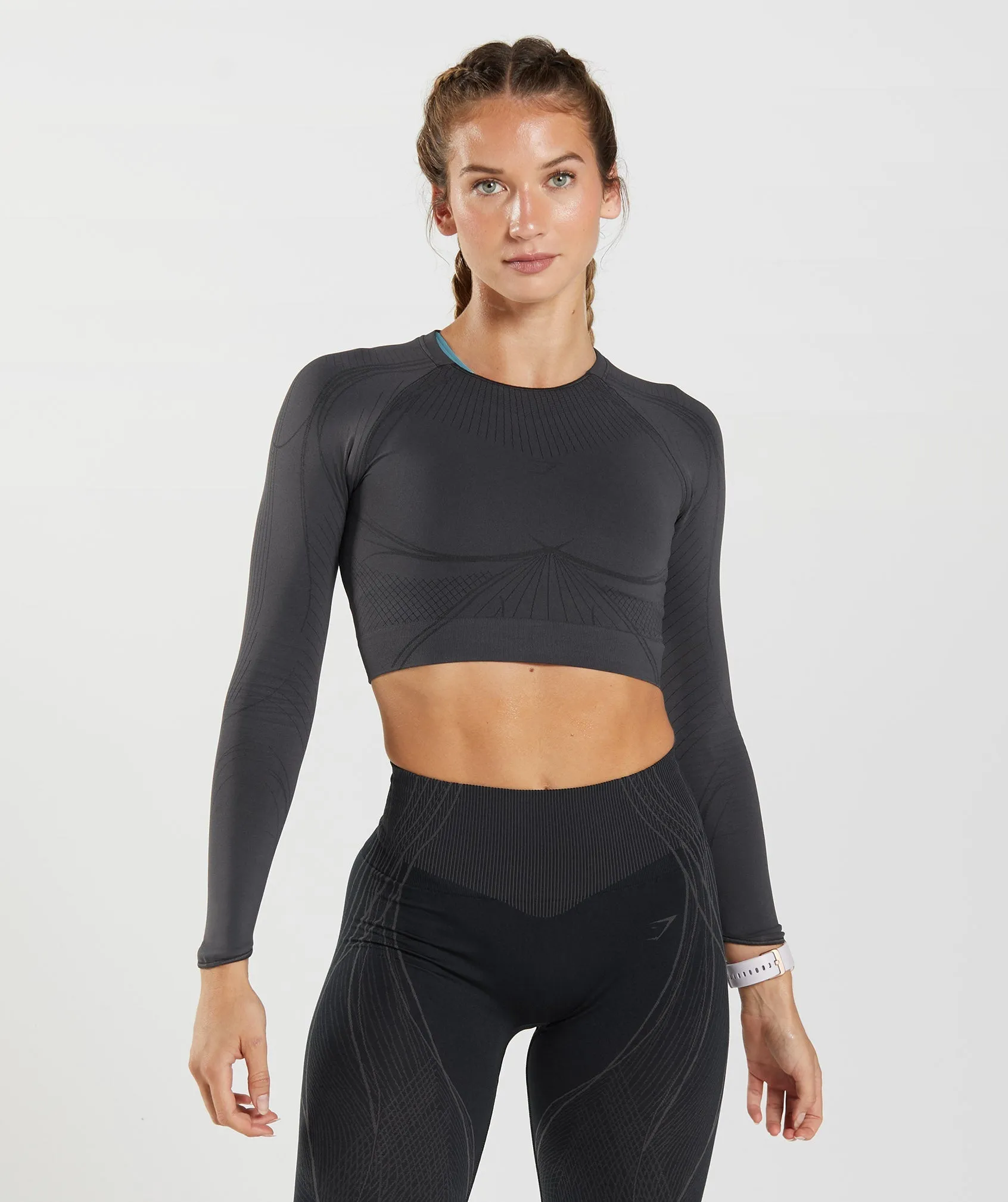 Gymshark Apex Seamless Crop Top - Onyx Grey/Black sold by Gymshark