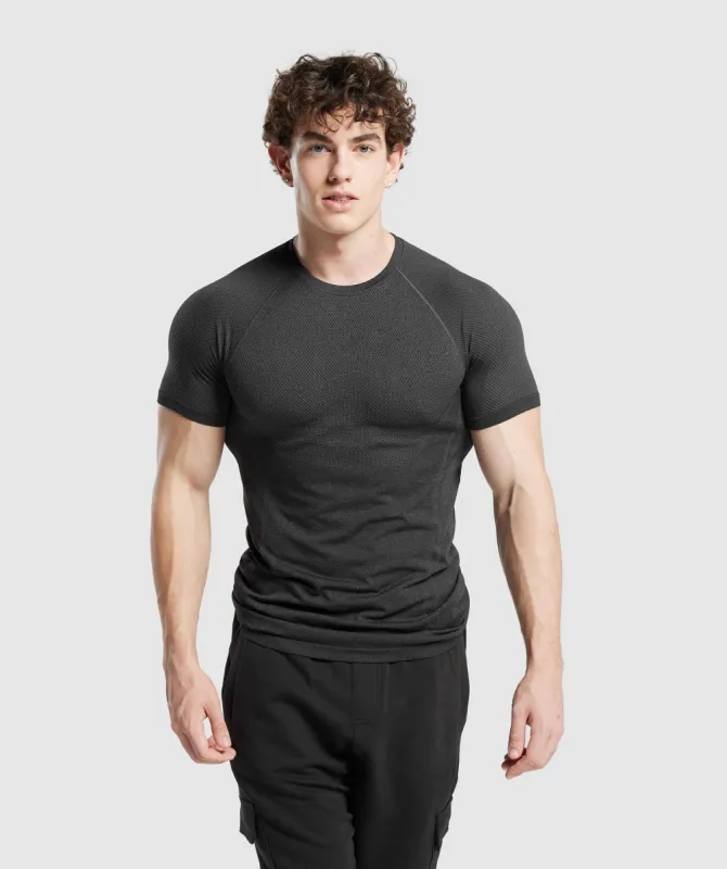 Gymshark Elite Seamless T-Shirt - Black/Dark Grey sold by Gymshark
