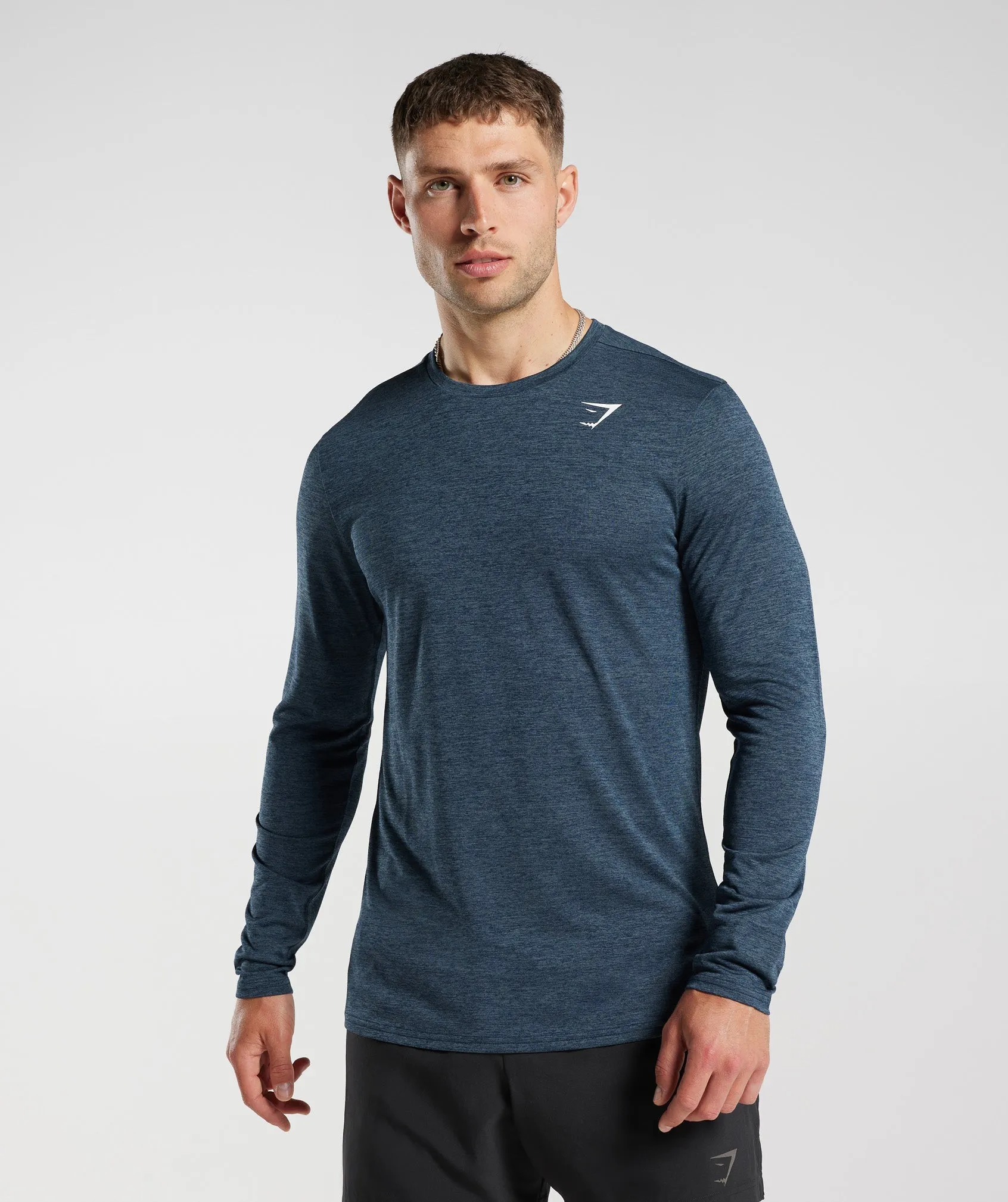 Gymshark Arrival Marl Long Sleeve T-Shirt - Navy/Smokey Teal Marl sold by Gymshark