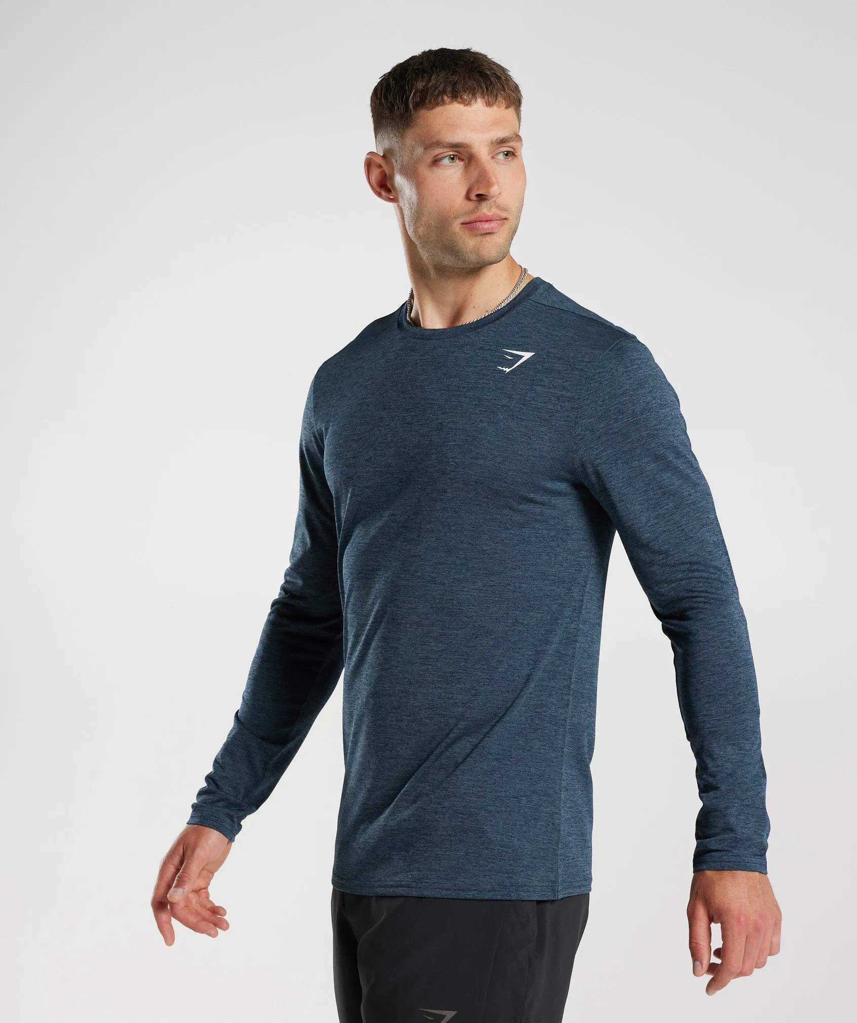Gymshark Arrival Marl Long Sleeve T-Shirt - Navy/Smokey Teal Marl sold by Gymshark product image thumbnail 3