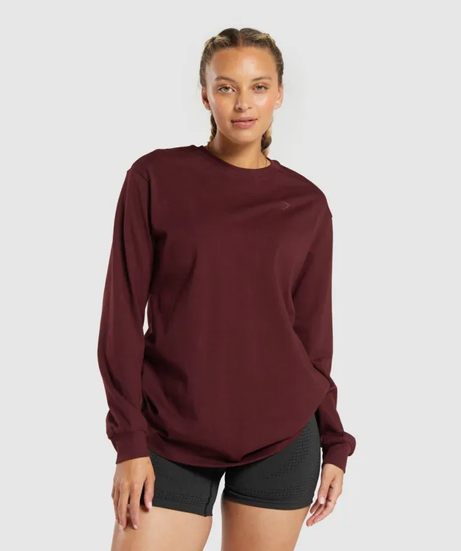 Gymshark Cotton Oversized Long Sleeve Top - Rich Maroon sold by Gymshark