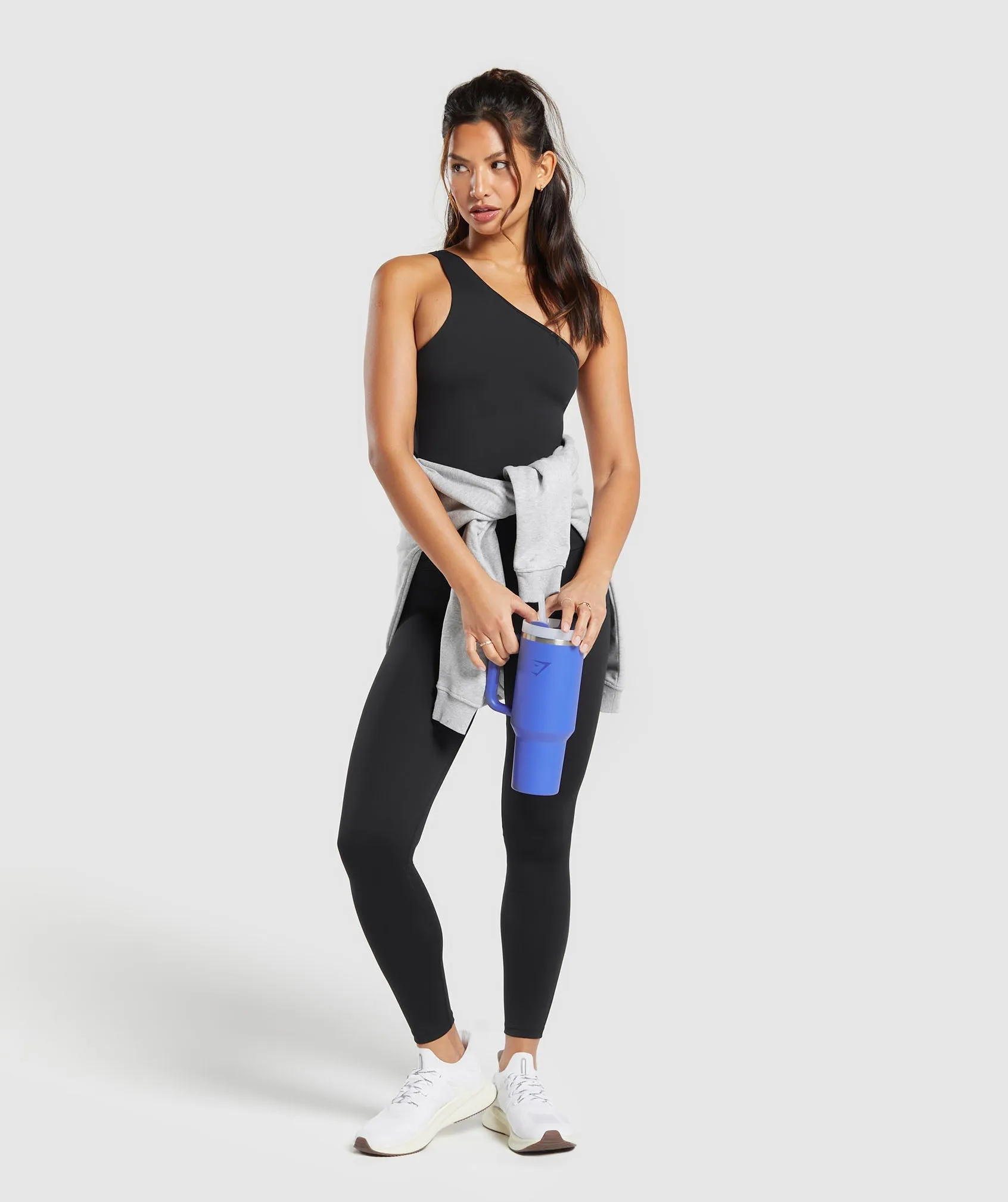 Gymshark Asymmetric Tank With Shelf - Black sold by Gymshark product image thumbnail 4