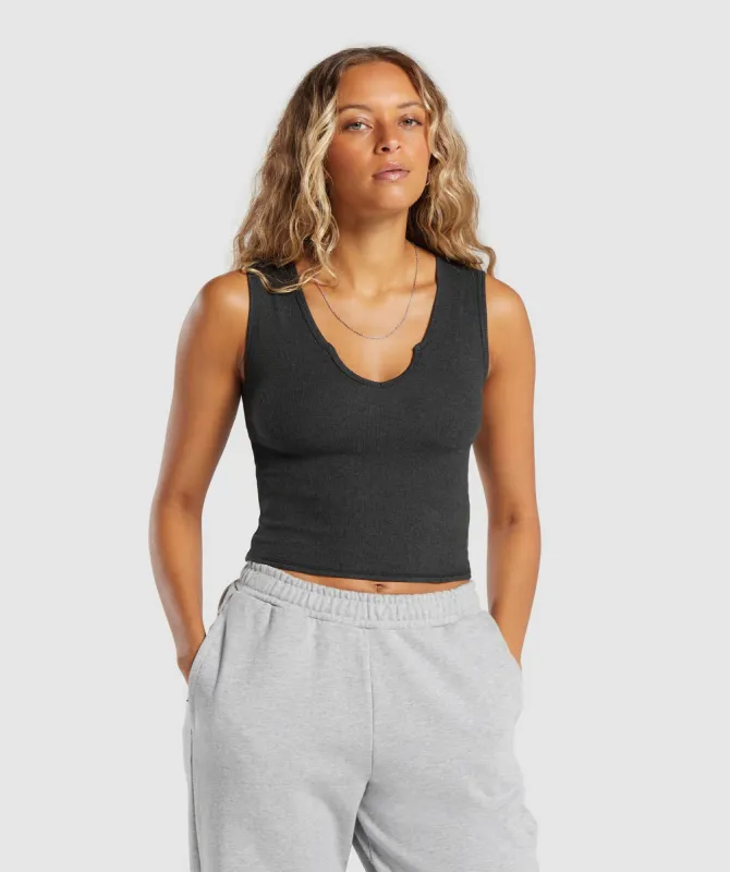 Gymshark Rib Tank - Midnight Black Marl sold by Gymshark