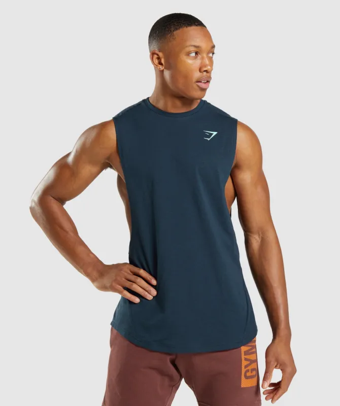 Gymshark Bold Drop Arm Tank - Navy sold by Gymshark