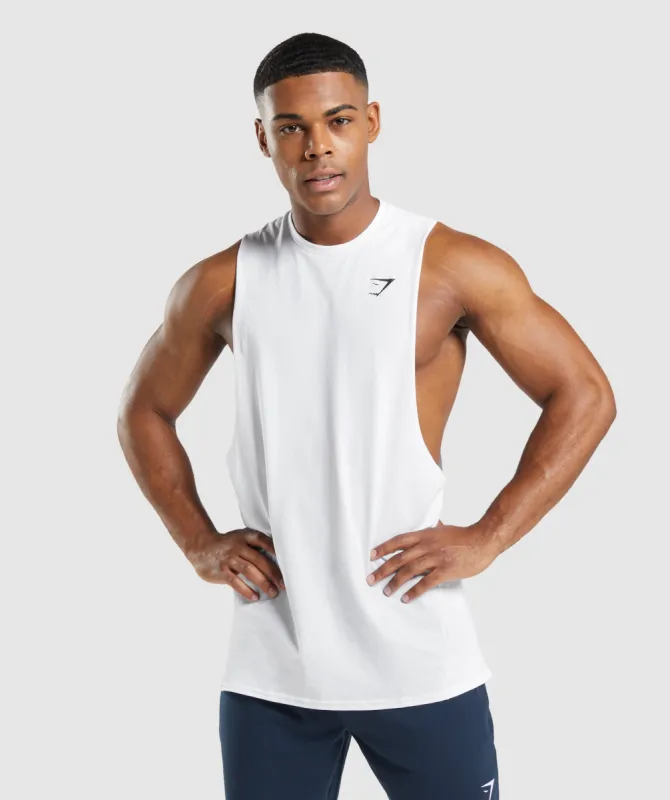 Gymshark Critical 2.0 Drop Arm Tank - White sold by Gymshark