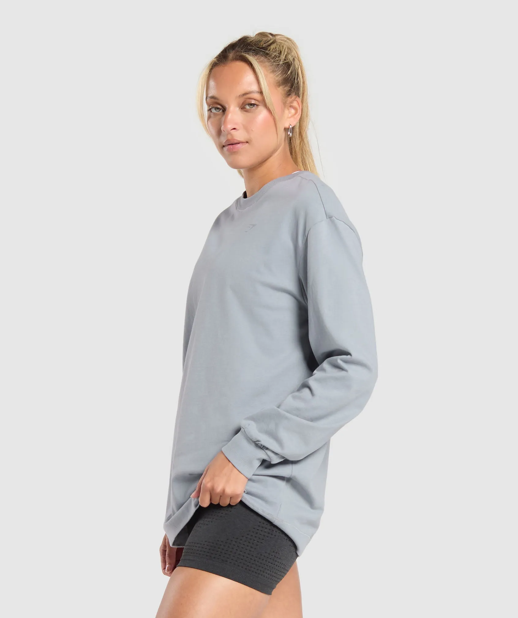 Gymshark Cotton Oversized Long Sleeve Top - Denim Grey sold by Gymshark product image thumbnail 3